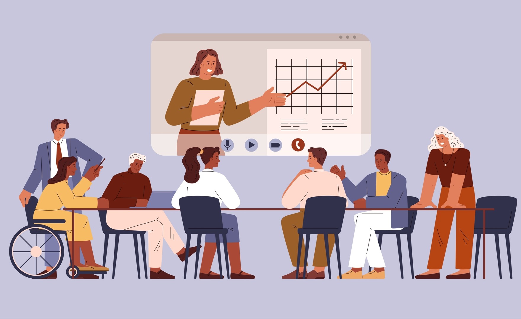 Illustration of workplace meeting