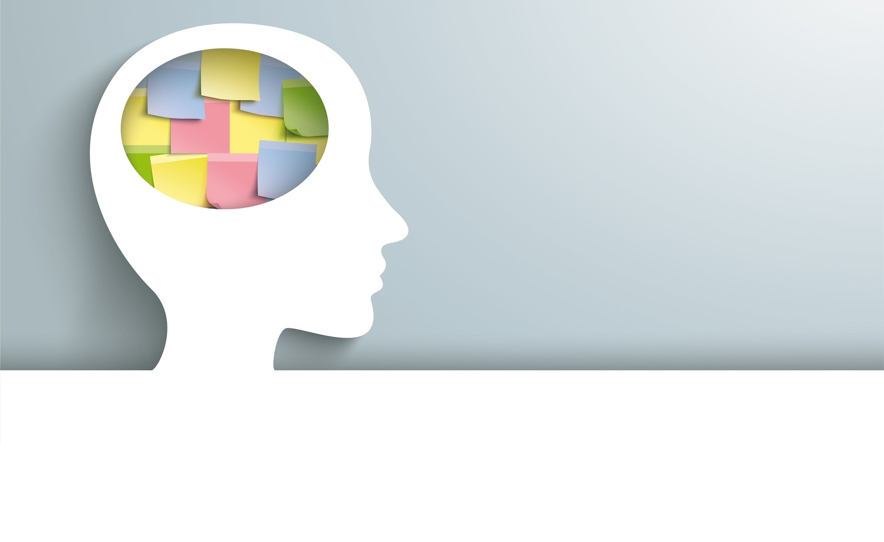 Illustration of human head with colorful sticks in the brain.