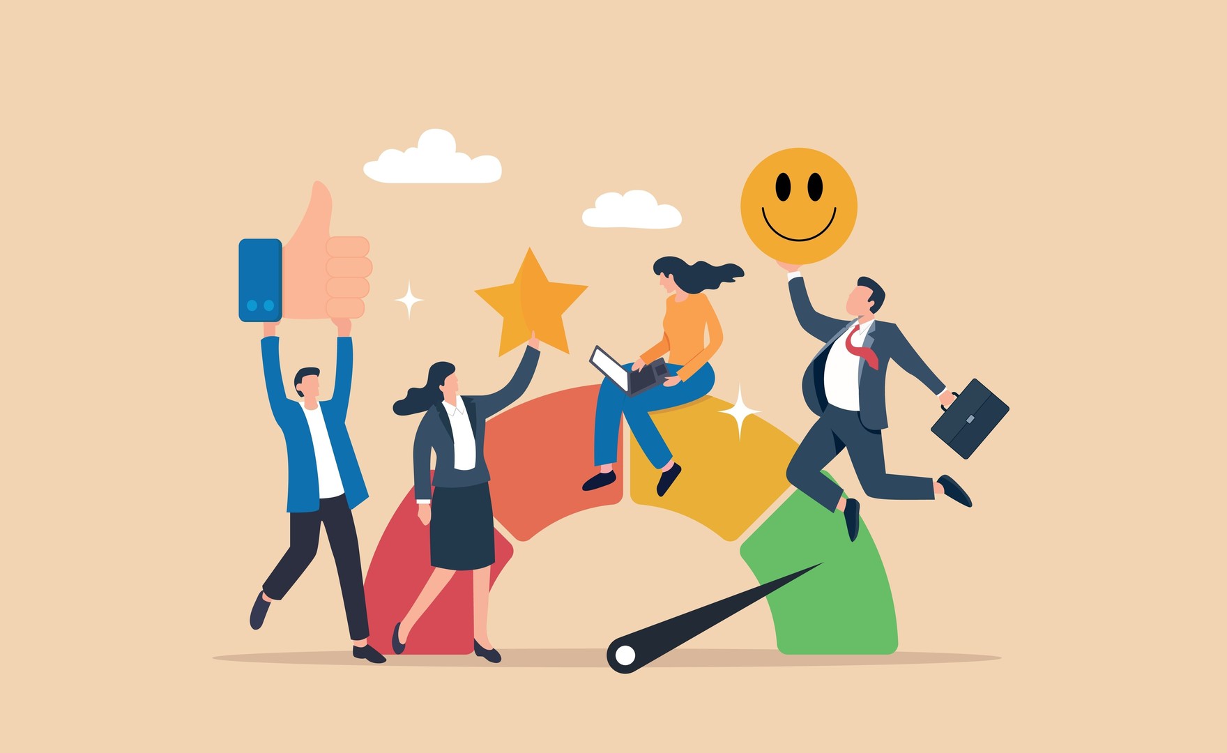 Illustration of happy looking employees
