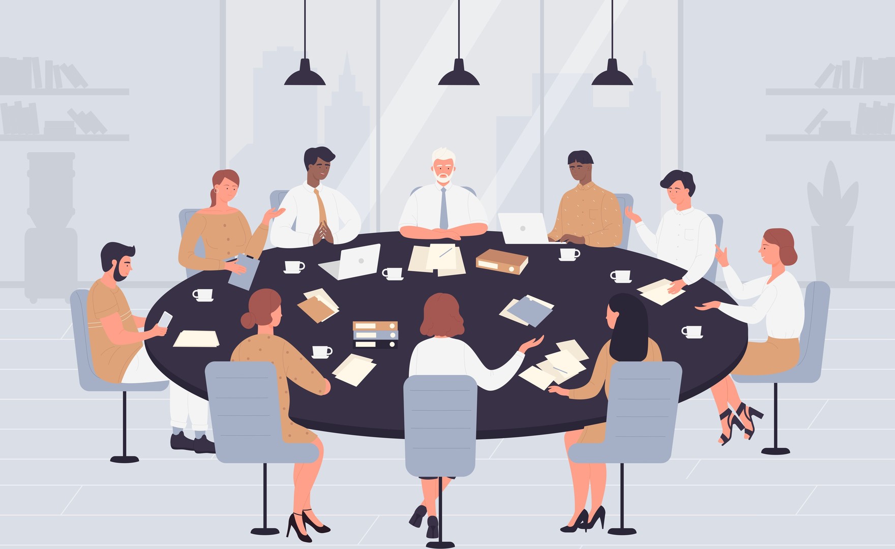 Illustration of a board meeting