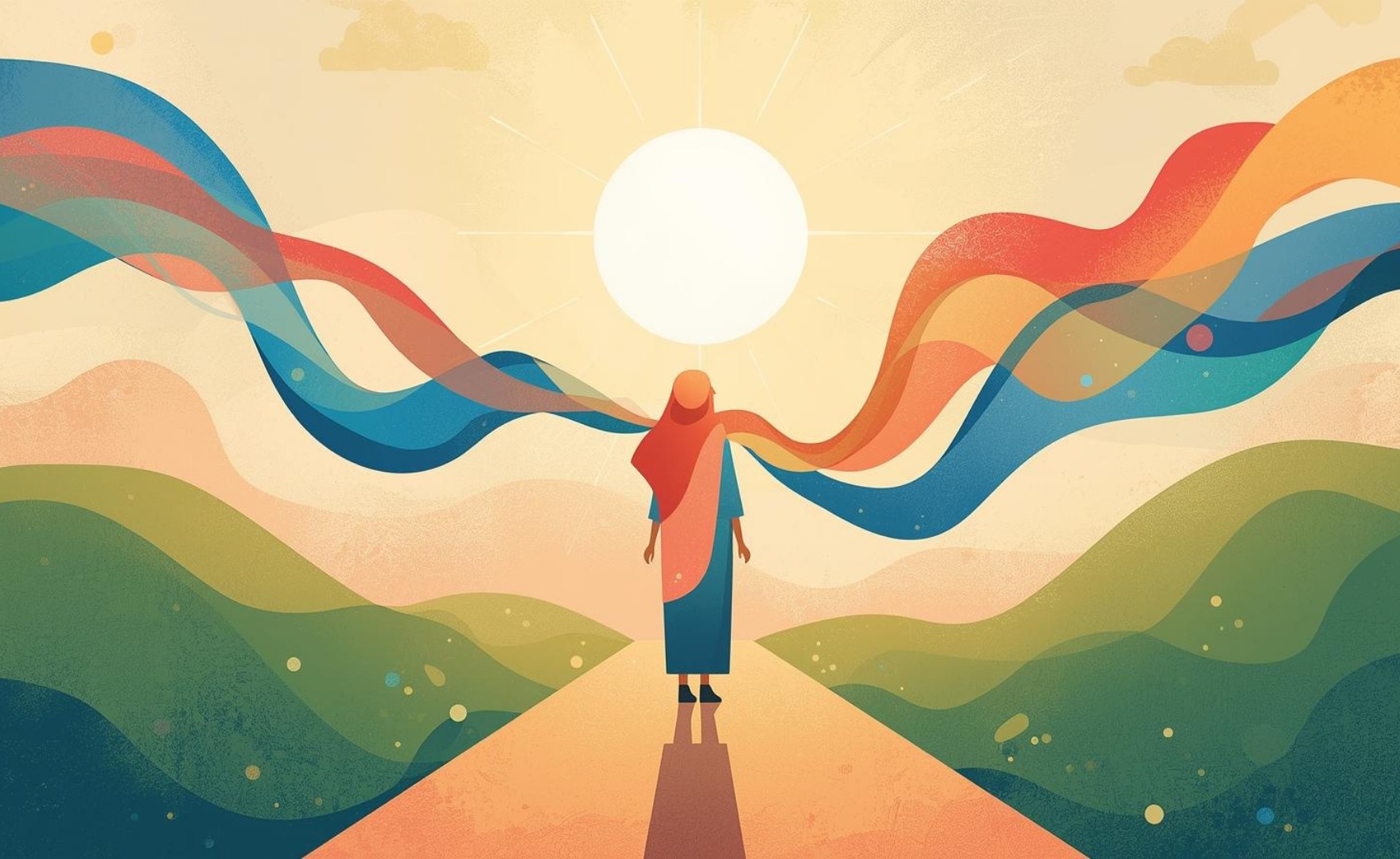 Illustration of person on future path