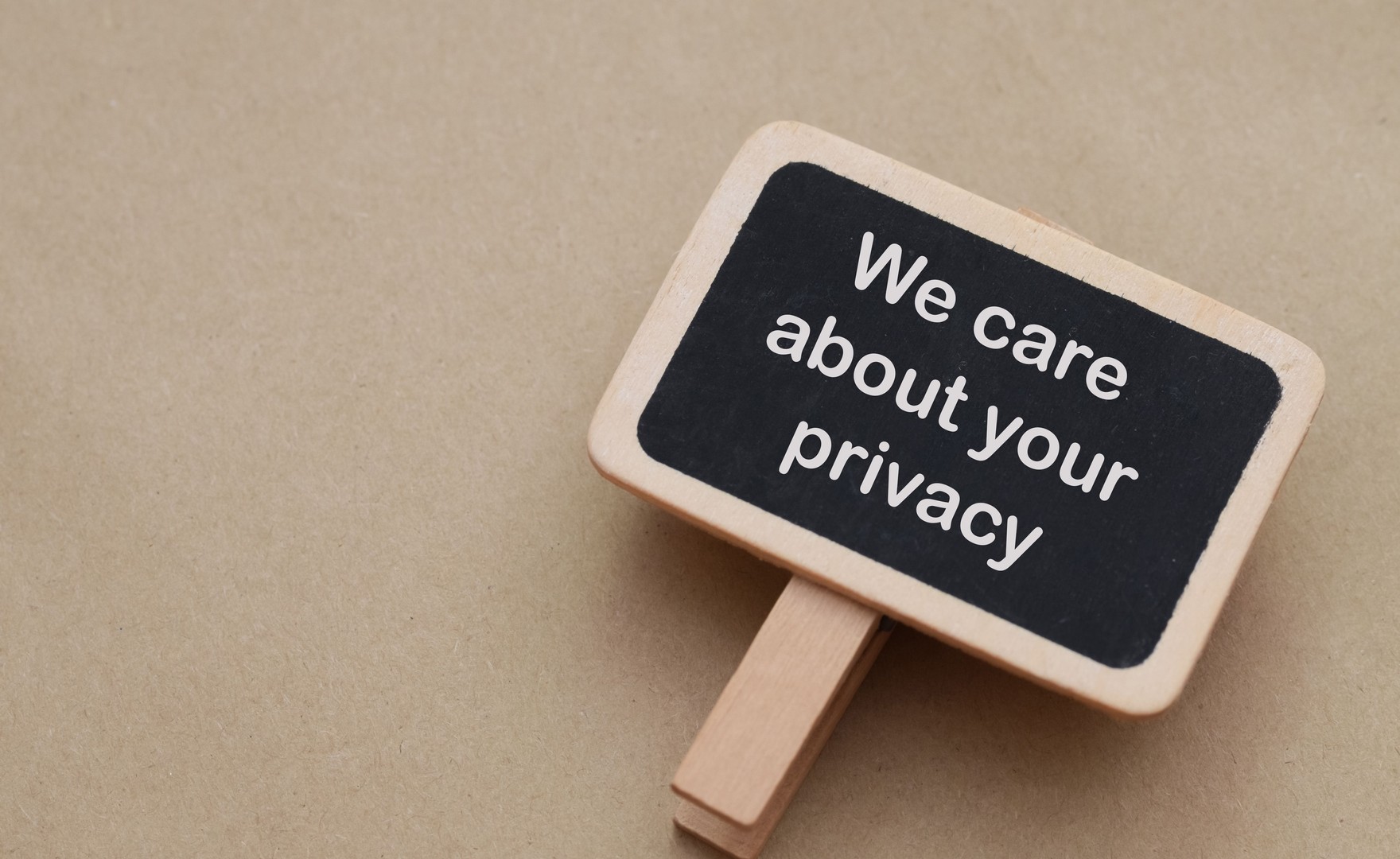 Image of sign saying "We care about your privacy"
