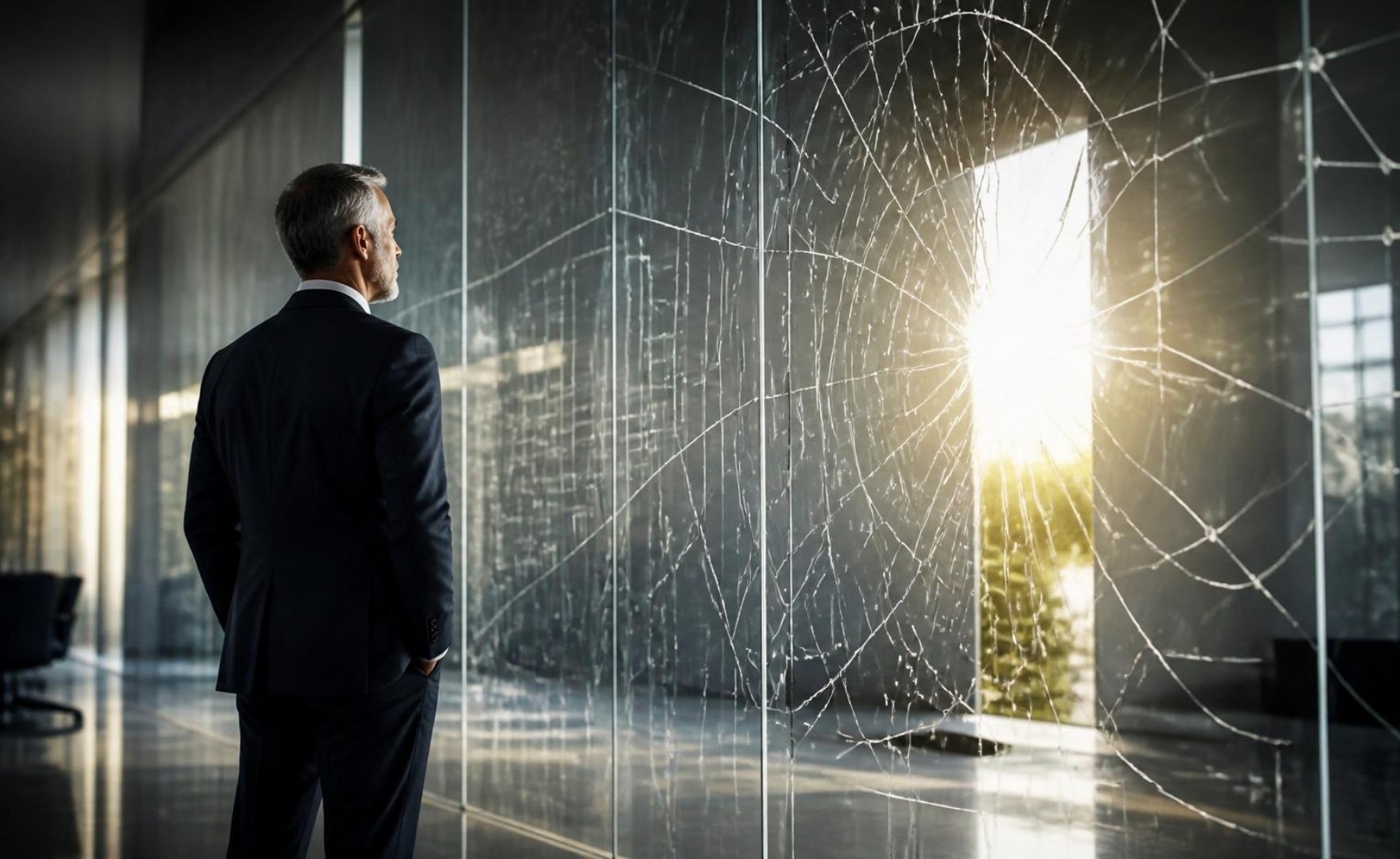 Illustration of business man reflecting on new possibilities