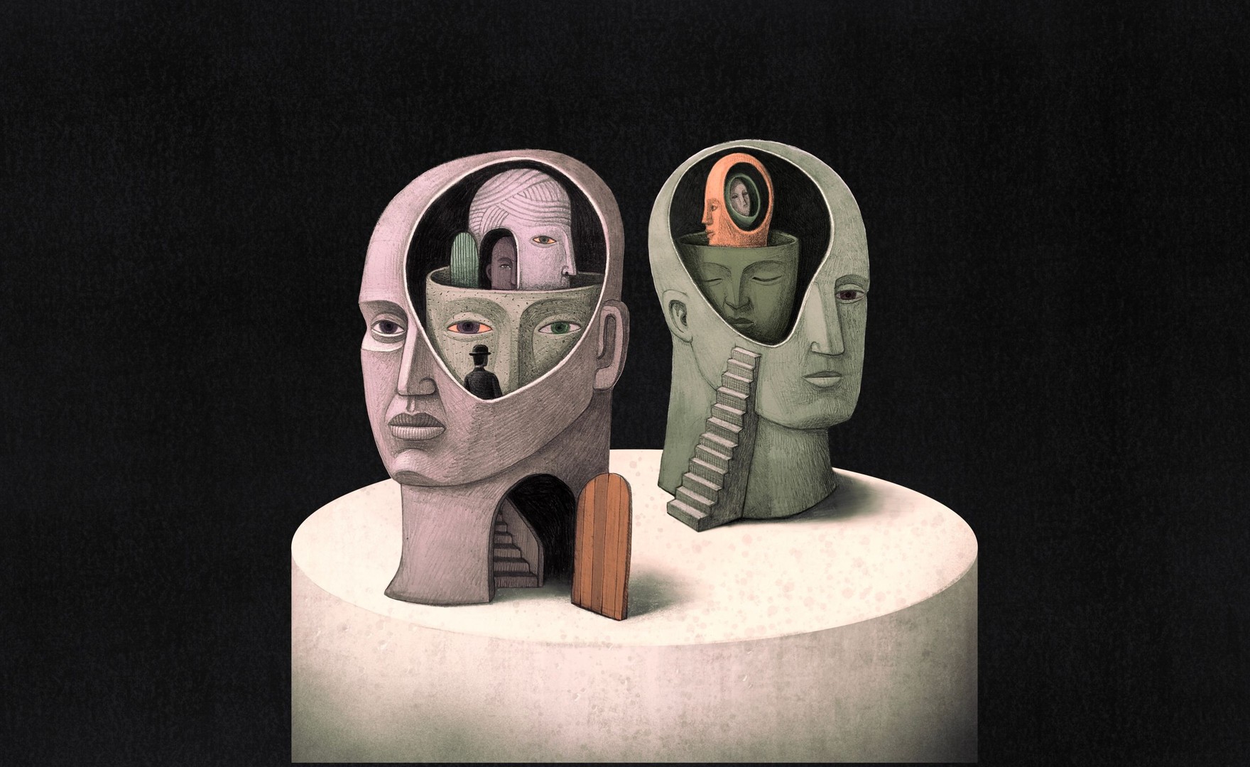 Illustration of two heads with smaller heads inside