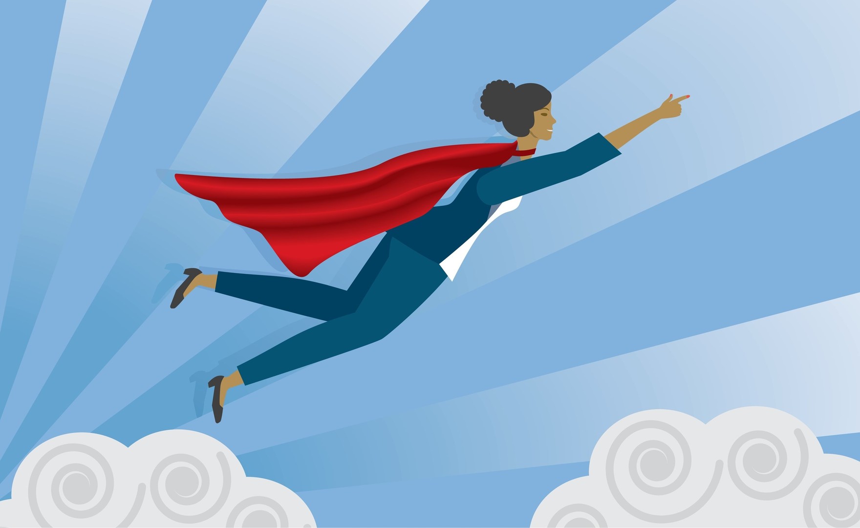 Illustration of female leader with super powers
