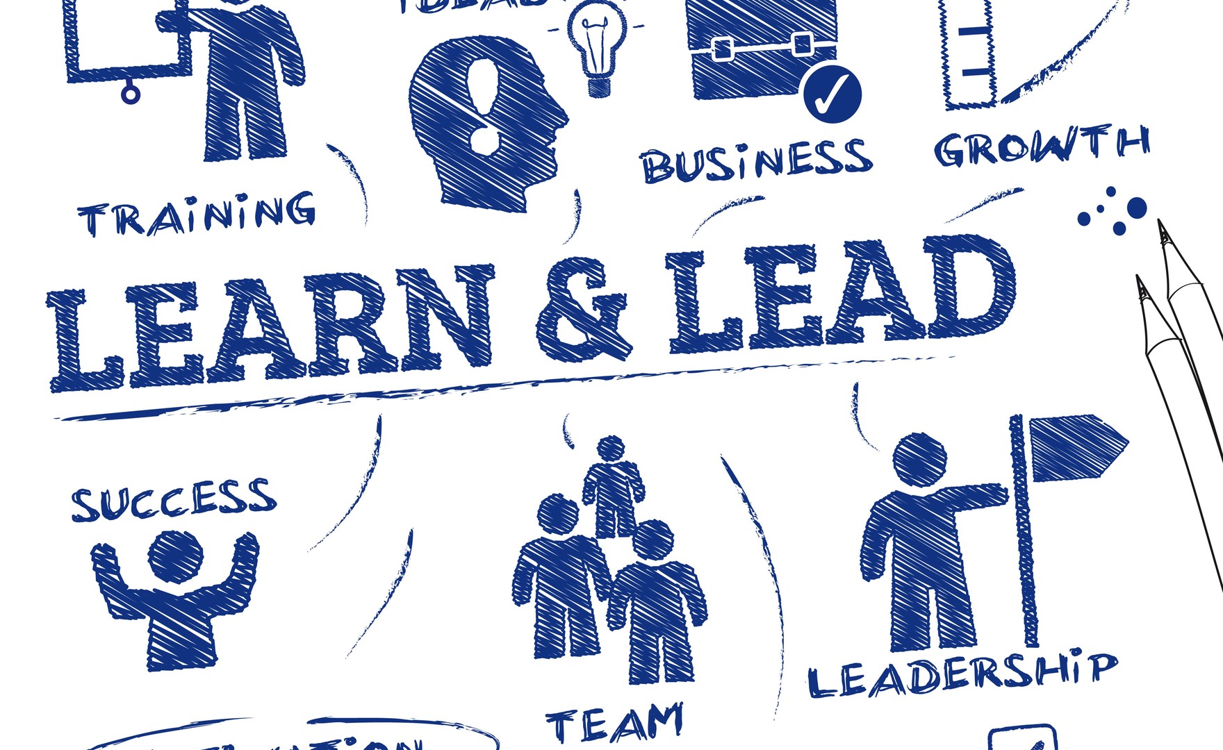 graphic and illustration that reads 'learn and lead'